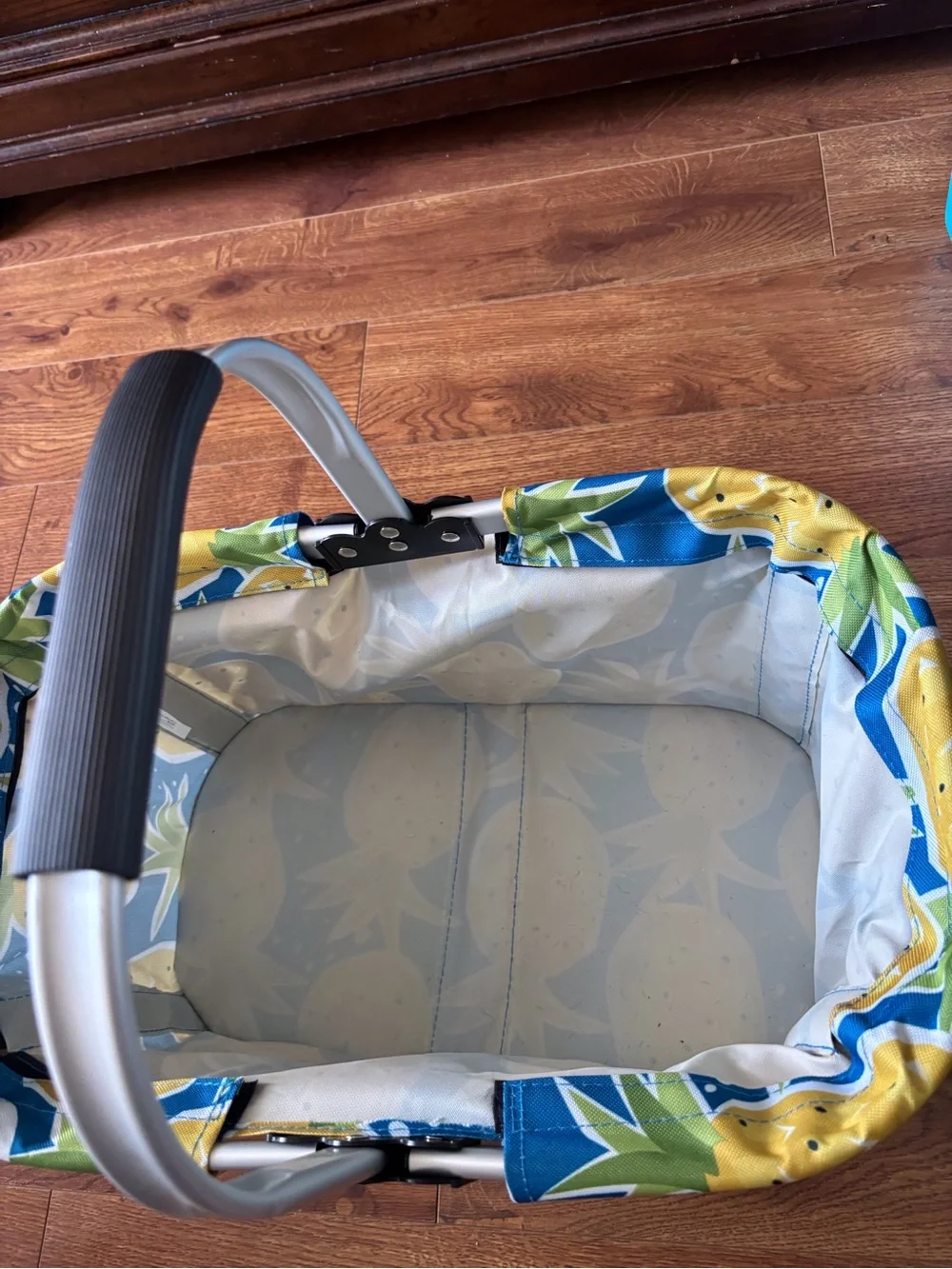 Pineapple Print Foldable Market Basket - Blue & Yellow